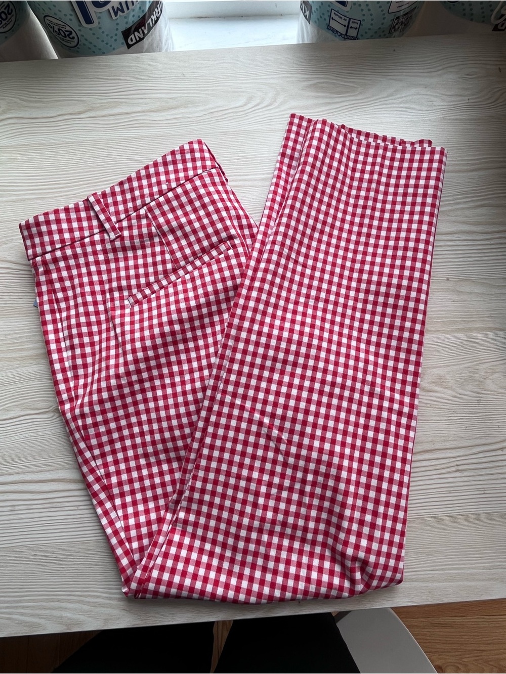 Petit- Ann Taylor Red & White Gingham Women’s Pants